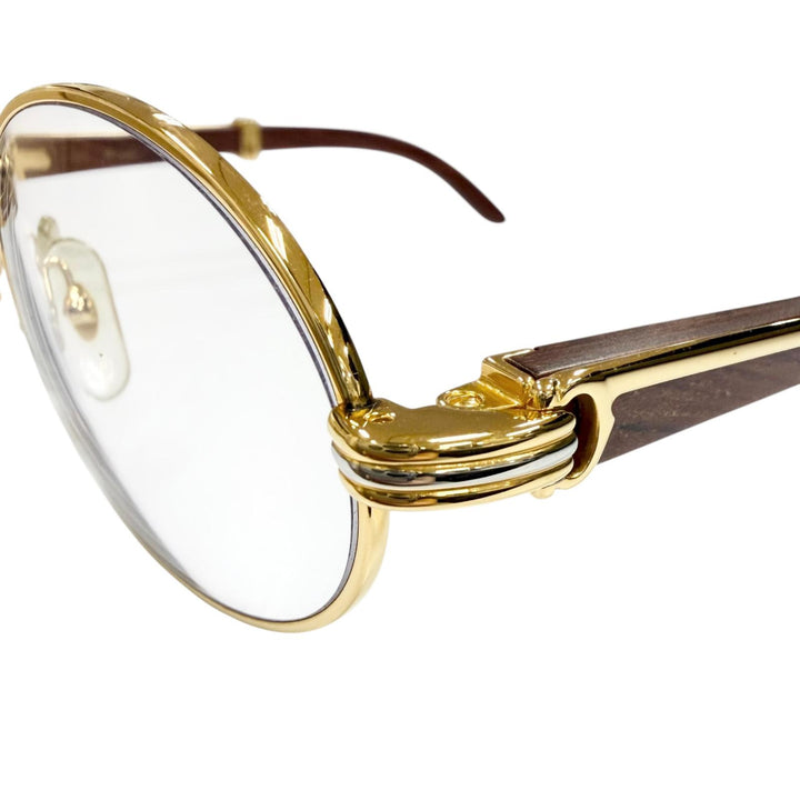 Excellent Cartier Glasses Trinity Wood Temple Oval gold Wood mens