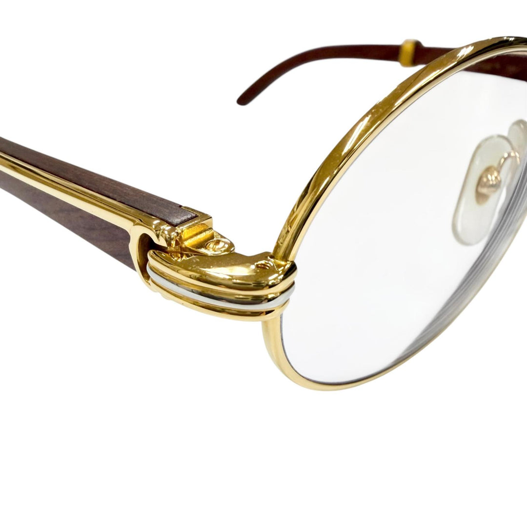 Excellent Cartier Glasses Trinity Wood Temple Oval gold Wood mens