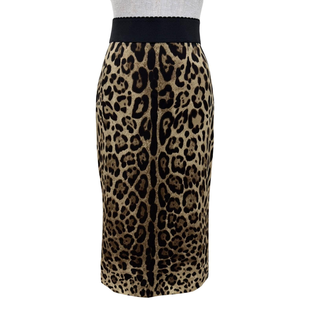 Excellent DOLCE&GABBANA Long skirt Leopard Pattern beige silk Women 38 F4AOBT