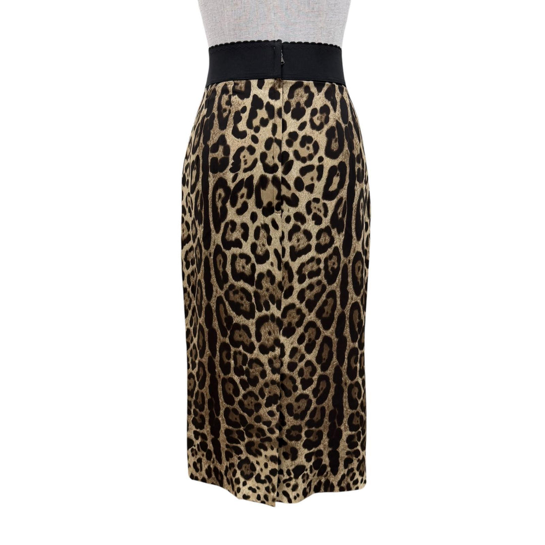 Excellent DOLCE&GABBANA Long skirt Leopard Pattern beige silk Women 38 F4AOBT