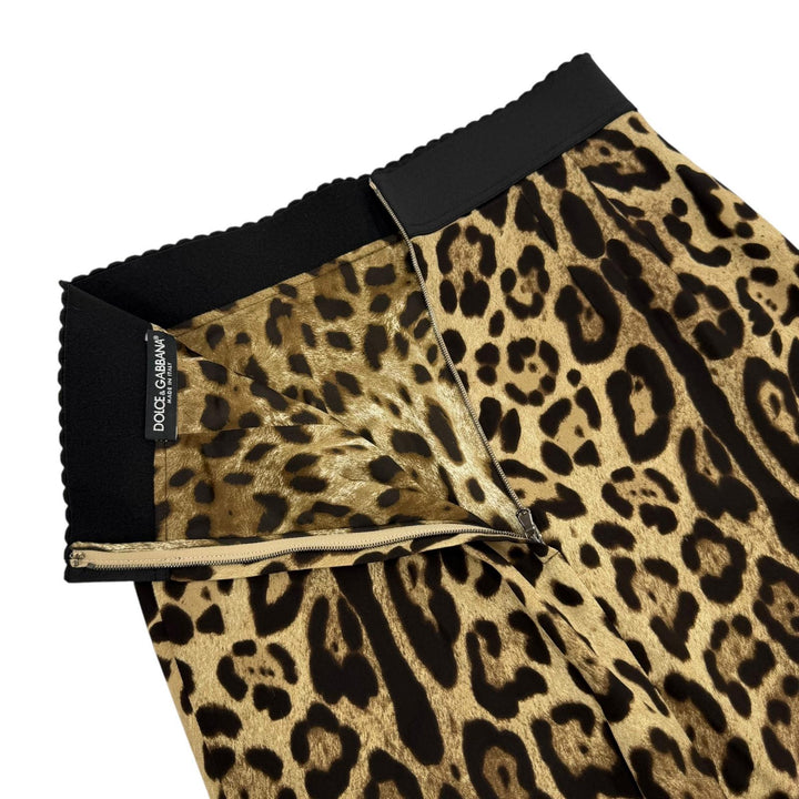 Excellent DOLCE&GABBANA Long skirt Leopard Pattern beige silk Women 38 F4AOBT