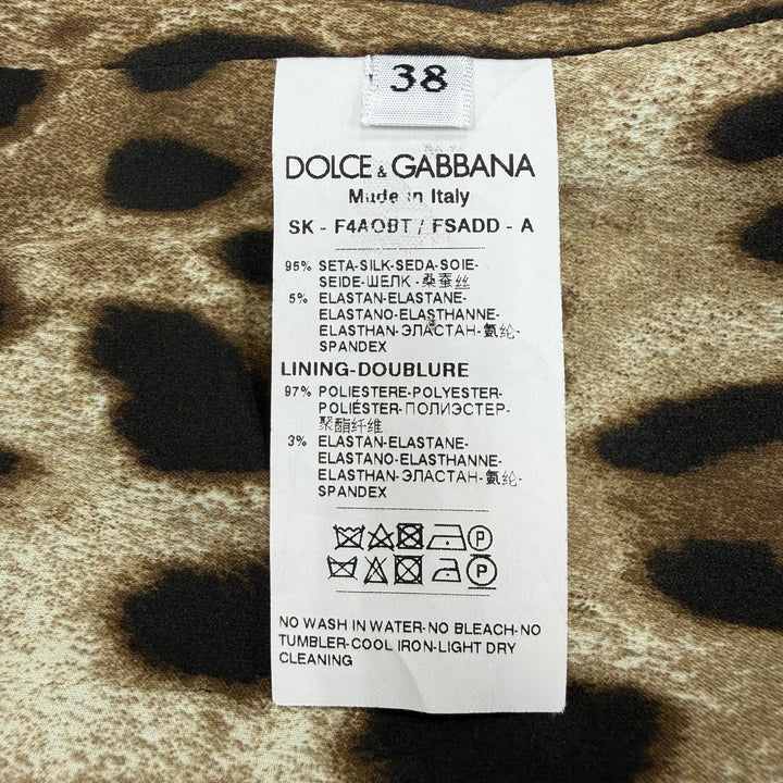 Excellent DOLCE&GABBANA Long skirt Leopard Pattern beige silk Women 38 F4AOBT