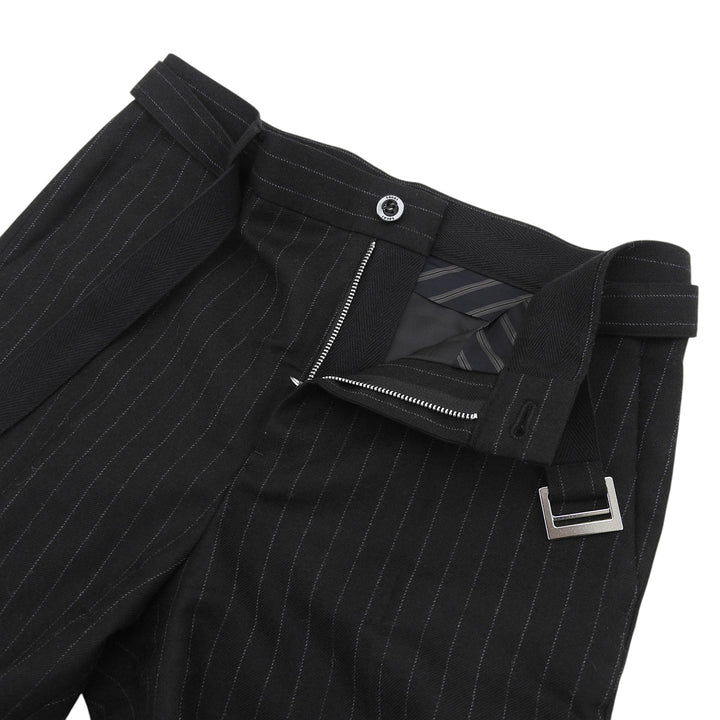 Excellent Sacai Pants Chalk Stripe pants Logo buttons, striped, flared black