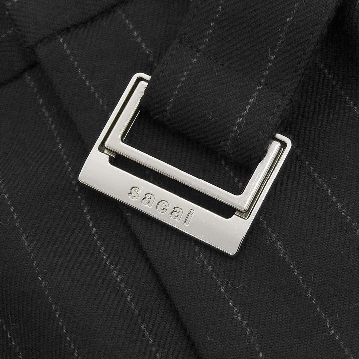 Excellent Sacai Pants Chalk Stripe pants Logo buttons, striped, flared black