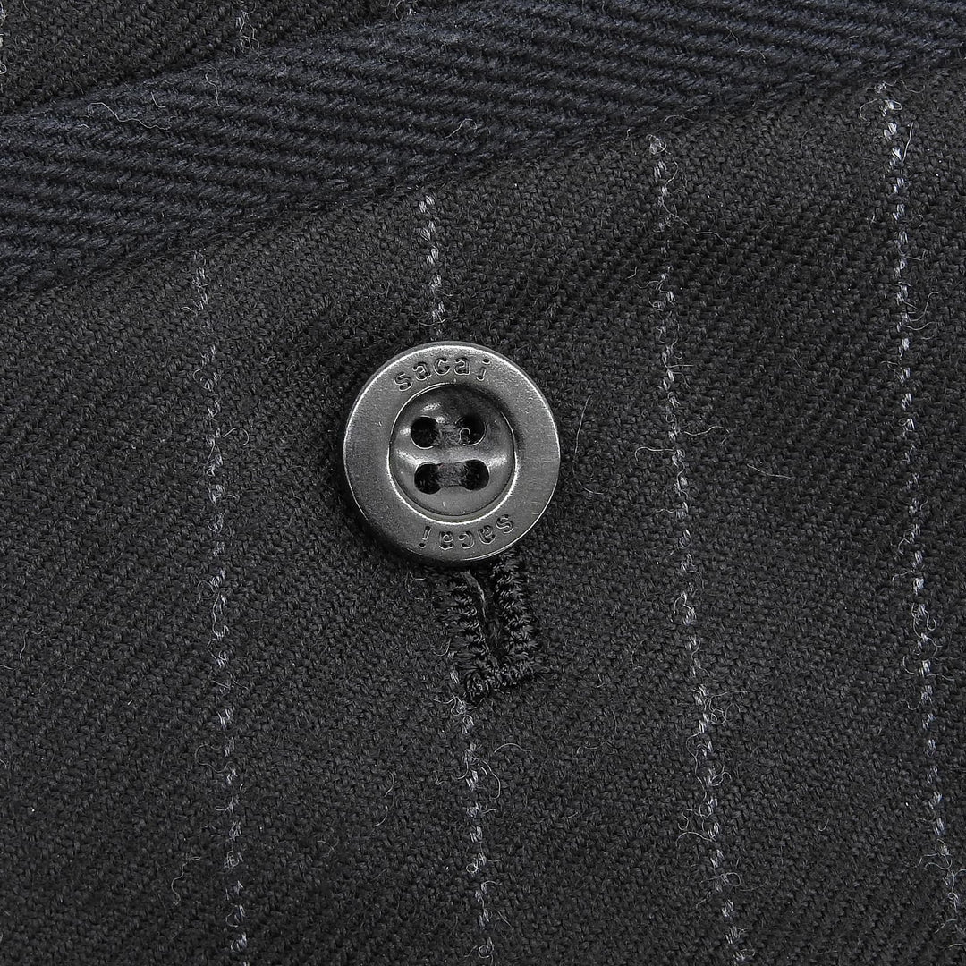 Excellent Sacai Pants Chalk Stripe pants Logo buttons, striped, flared black