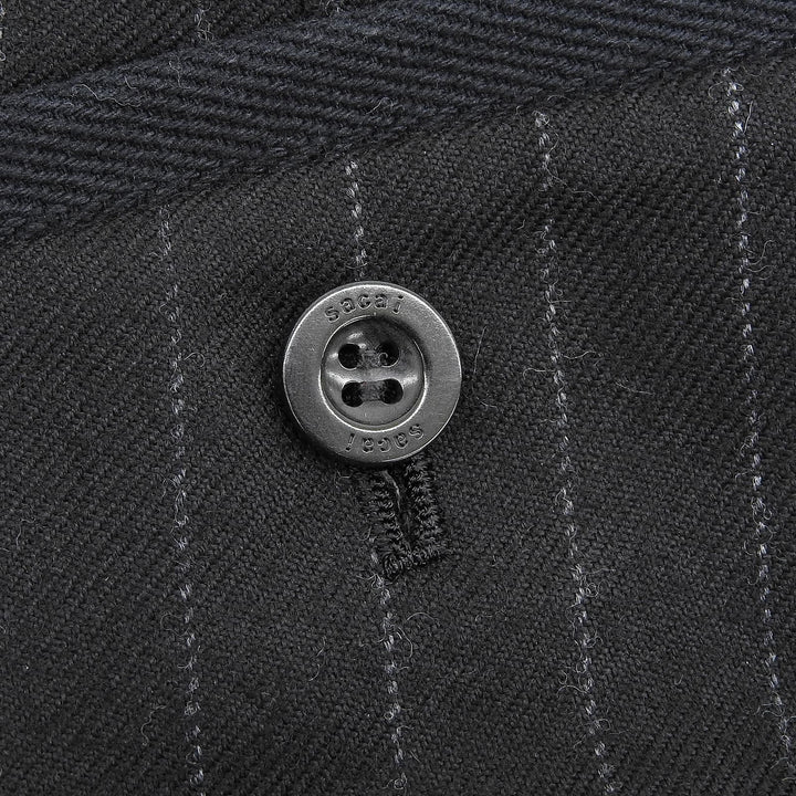 Excellent Sacai Pants Chalk Stripe pants Logo buttons, striped, flared black