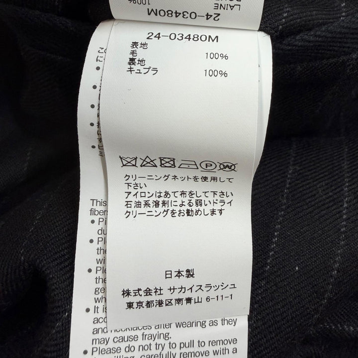 Excellent Sacai Pants Chalk Stripe pants Logo buttons, striped, flared black