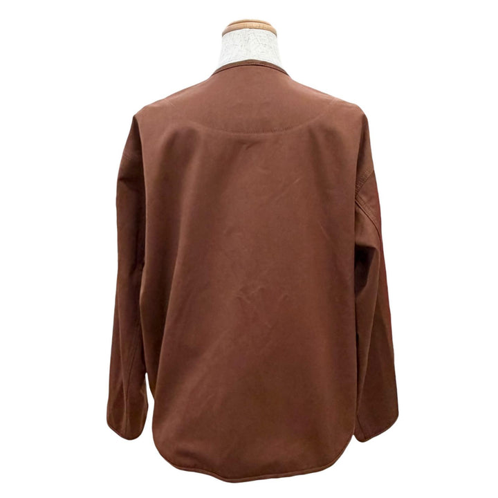 Pristine HERMES collarless jacket Serie button Brown cotton Women 36 5E0163DQ