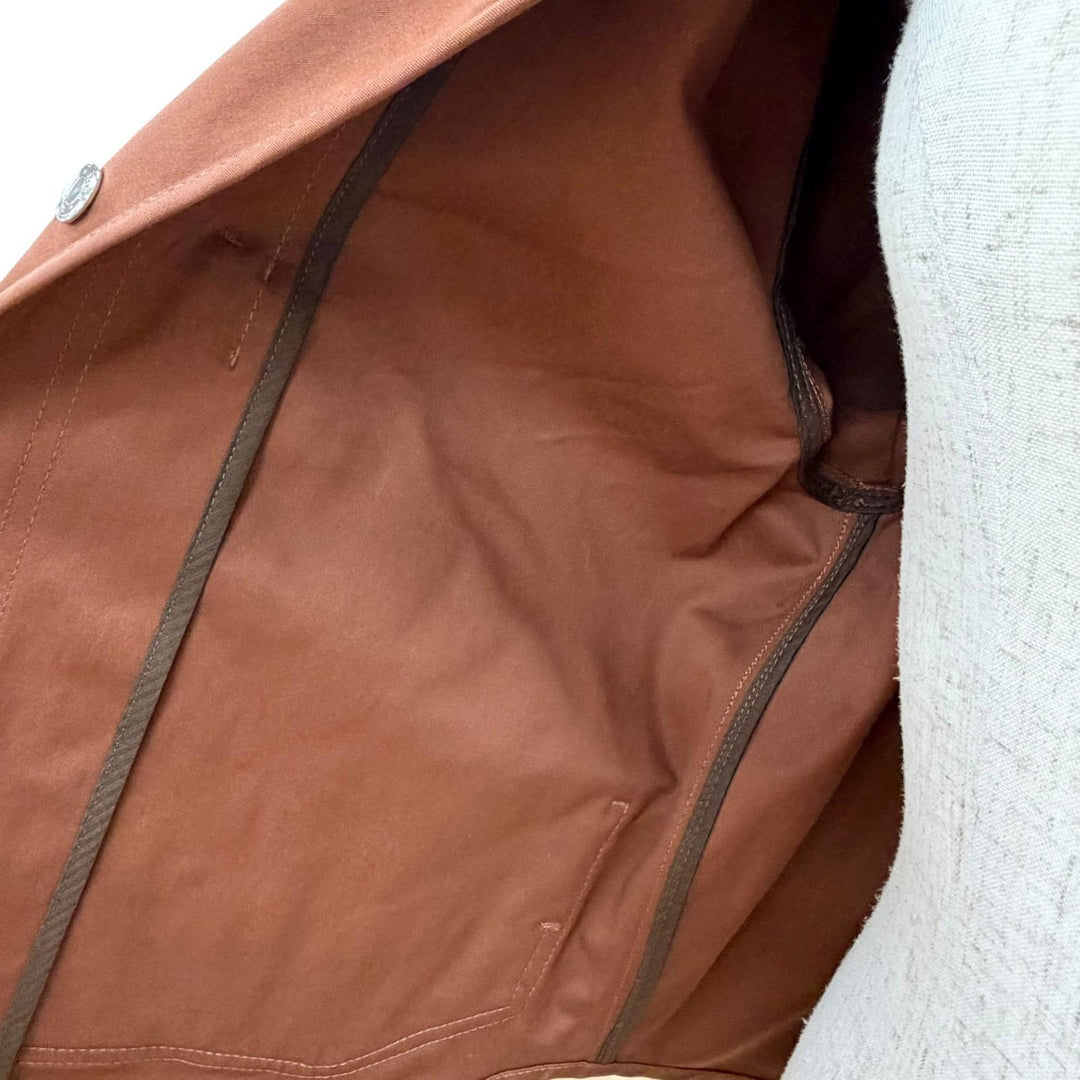 Pristine HERMES collarless jacket Serie button Brown cotton Women 36 5E0163DQ