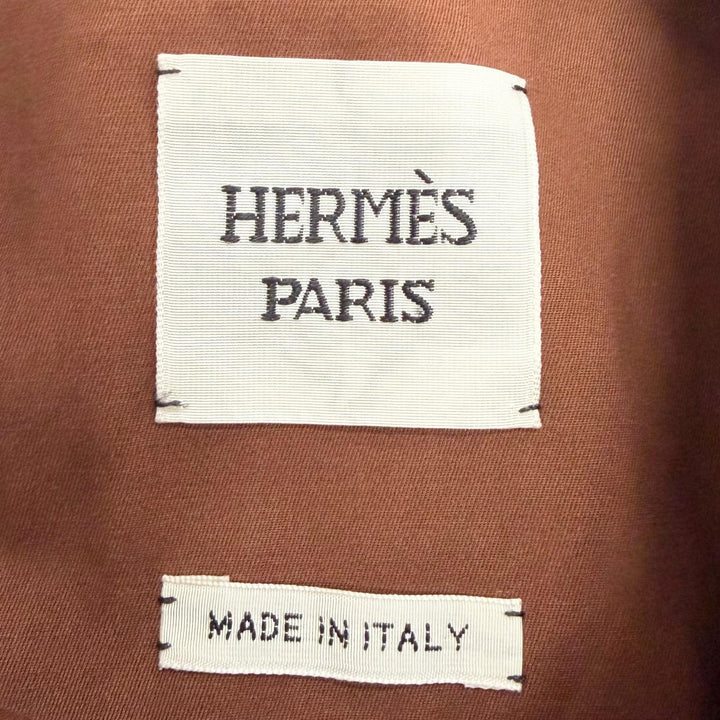Pristine HERMES collarless jacket Serie button Brown cotton Women 36 5E0163DQ