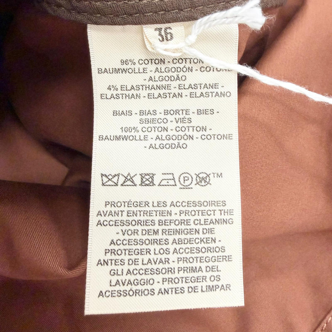 Pristine HERMES collarless jacket Serie button Brown cotton Women 36 5E0163DQ