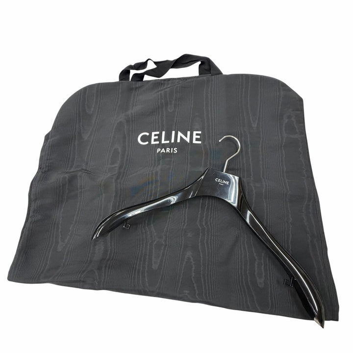 Great CELINE coat Hooded College Logo black wool mens 44 RV03U1025