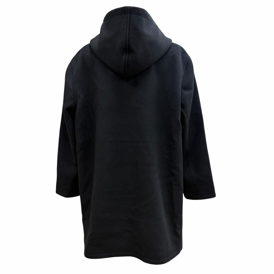 Great CELINE coat Hooded College Logo black wool mens 44 RV03U1025