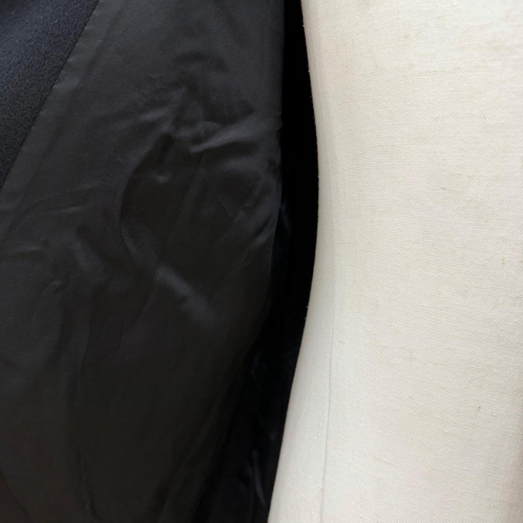 Great CELINE coat Hooded College Logo black wool mens 44 RV03U1025