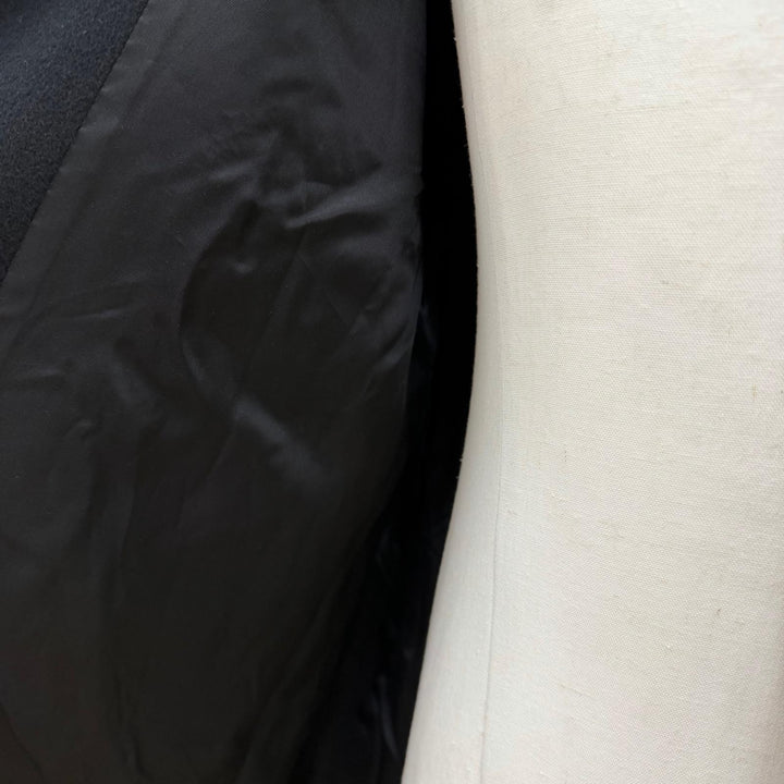 Great CELINE coat Hooded College Logo black wool mens 44 RV03U1025