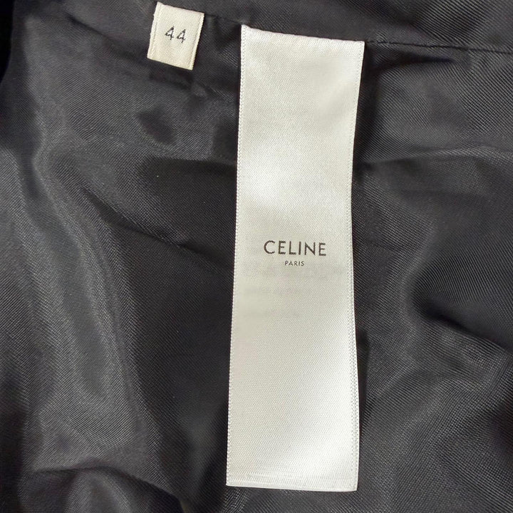 Great CELINE coat Hooded College Logo black wool mens 44 RV03U1025