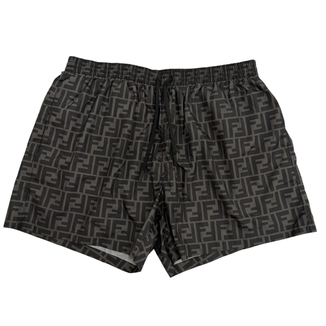 Excellent FENDI Shorts FF logo swim shorts gray polyester mens 50 FXB077