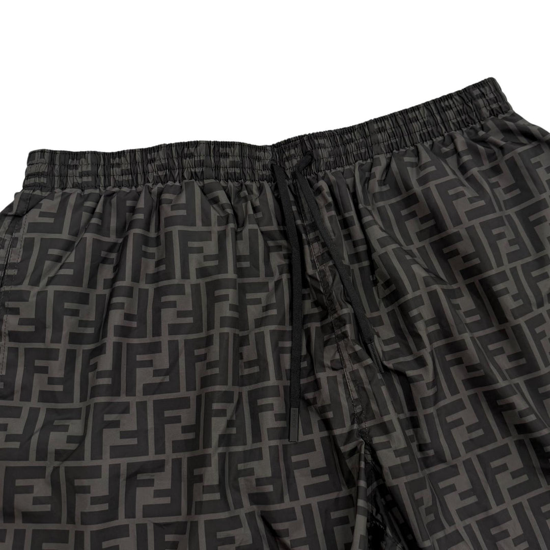 Excellent FENDI Shorts FF logo swim shorts gray polyester mens 50 FXB077