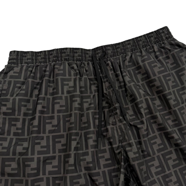 Excellent FENDI Shorts FF logo swim shorts gray polyester mens 50 FXB077