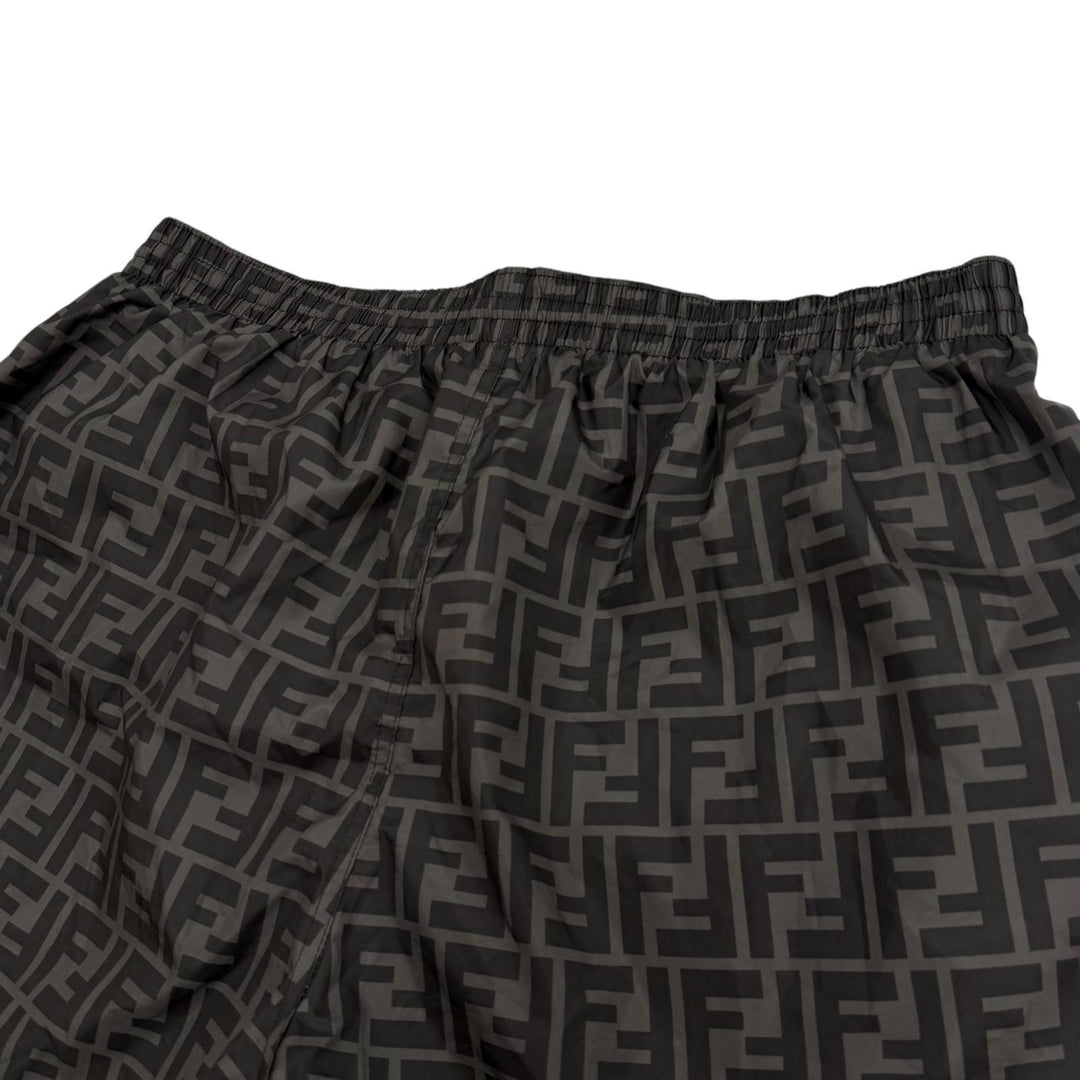 Excellent FENDI Shorts FF logo swim shorts gray polyester mens 50 FXB077