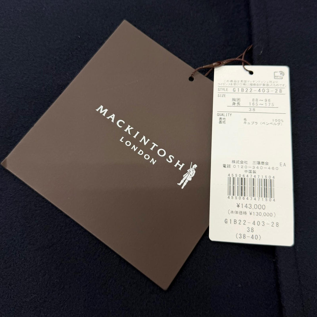 Pristine MACKINTOSH LONDON coat ROSLEY Light Melton Navy hair mens
