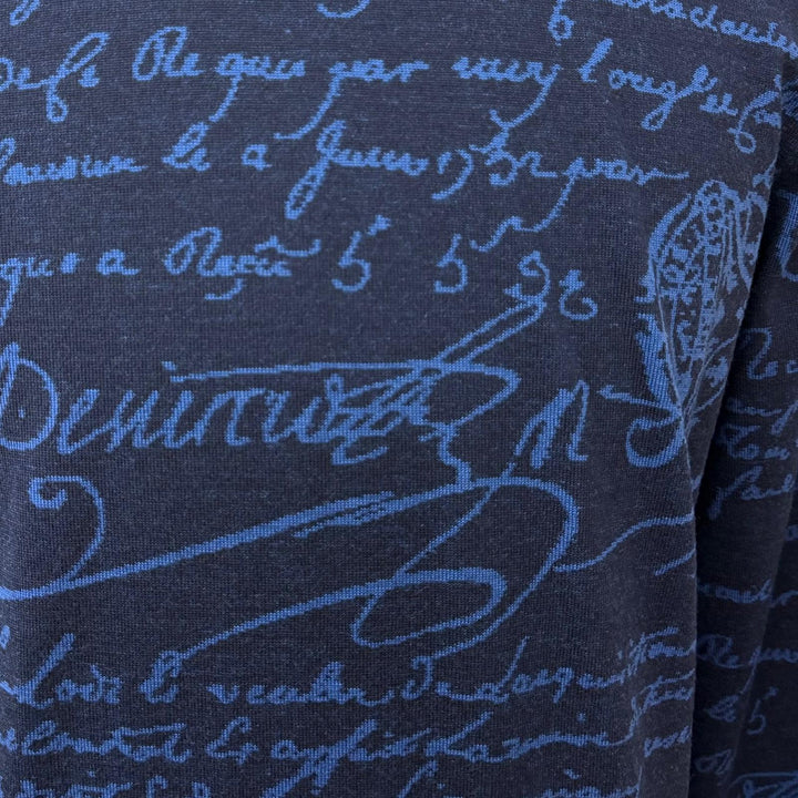 Excellent BERLUTI sweater Wool Scritto Crewneck Sweater Calligraphy Navy wool