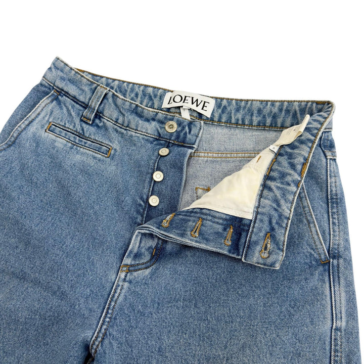 Discounted Very Good LOEWE Pants Button fly, leather patch, fisherman denim. Indigo cotton