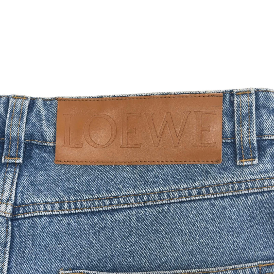 Discounted Very Good LOEWE Pants Button fly, leather patch, fisherman denim. Indigo cotton