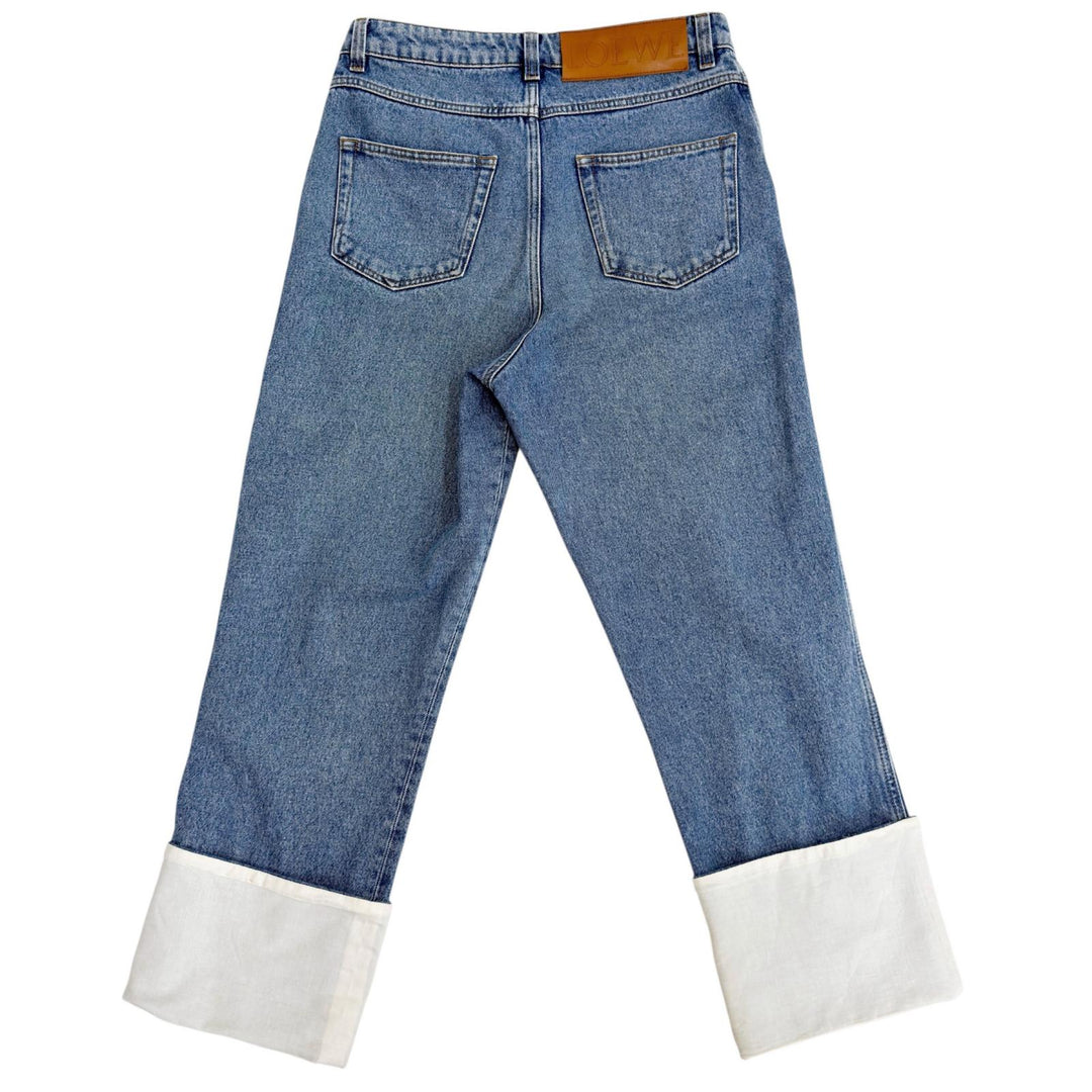 Discounted Very Good LOEWE Pants Button fly, leather patch, fisherman denim. Indigo cotton