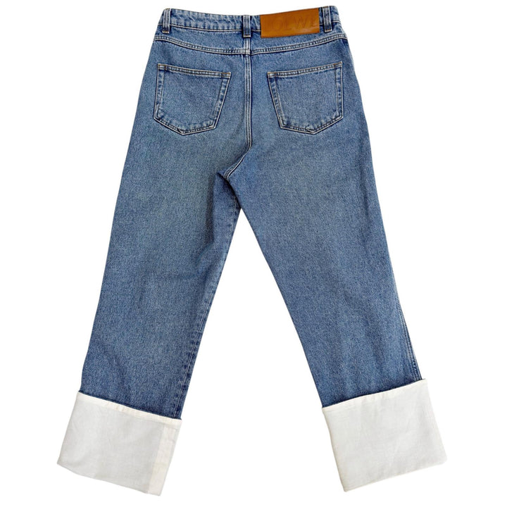 Discounted Very Good LOEWE Pants Button fly, leather patch, fisherman denim. Indigo cotton