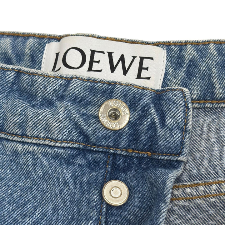 Discounted Very Good LOEWE Pants Button fly, leather patch, fisherman denim. Indigo cotton