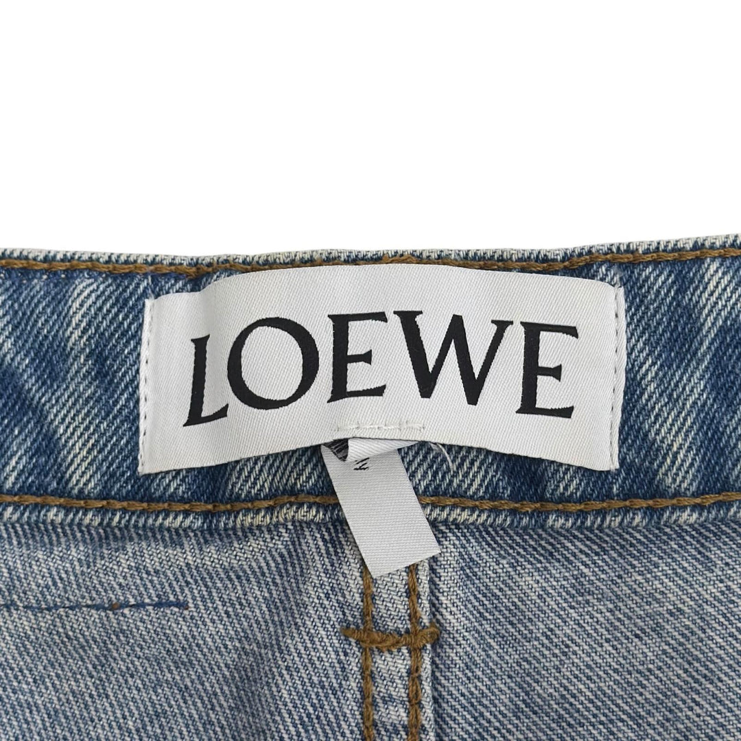 Discounted Very Good LOEWE Pants Button fly, leather patch, fisherman denim. Indigo cotton