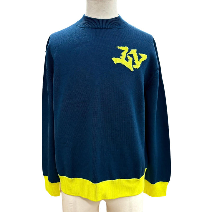 Great LOUIS VUITTON sweater LV logo embroidered two-tone signature crewneck knit