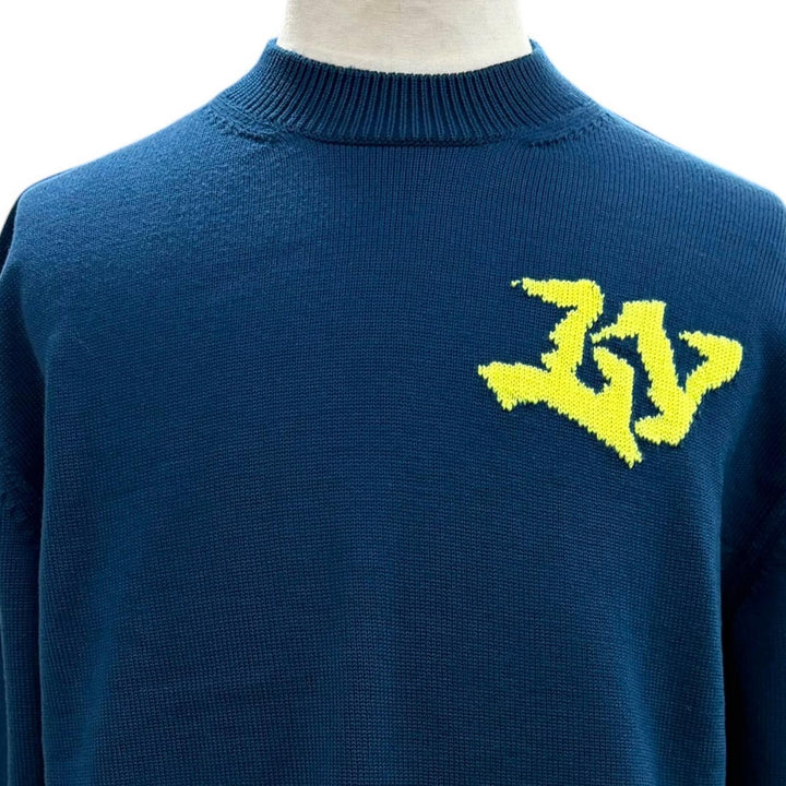 Great LOUIS VUITTON sweater LV logo embroidered two-tone signature crewneck knit
