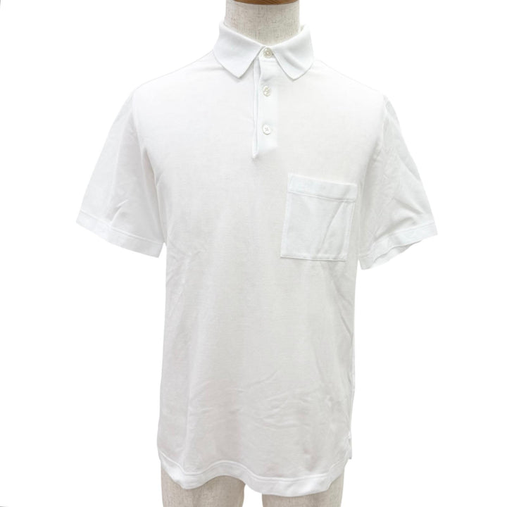 Pristine HERMES Short sleeve polo shirt H logo embroidery white cotton