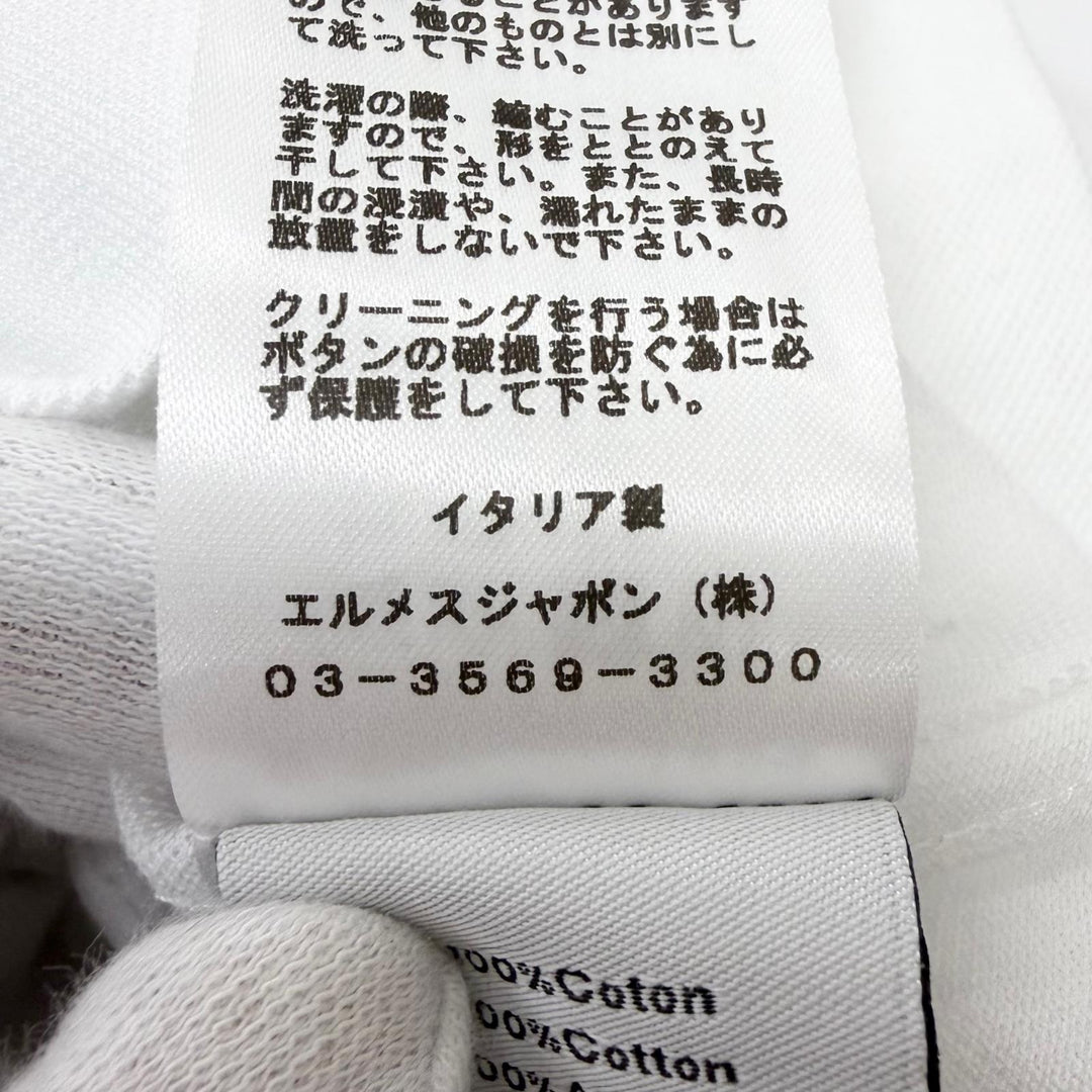 Pristine HERMES Short sleeve polo shirt H logo embroidery white cotton