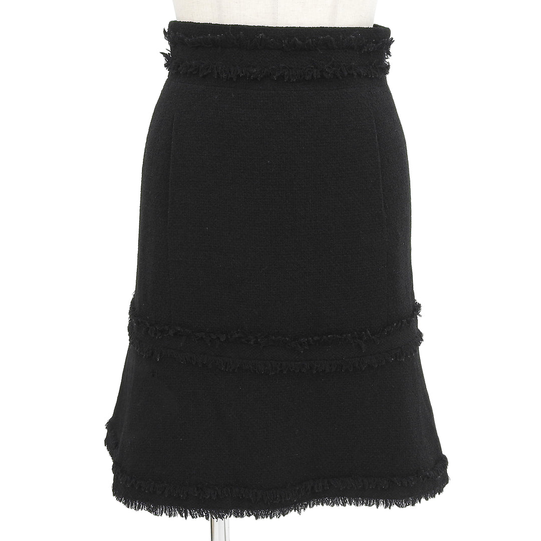 Great CHANEL skirt 100% silk lining, fringed tweed. Women 34 07A P31951V21840