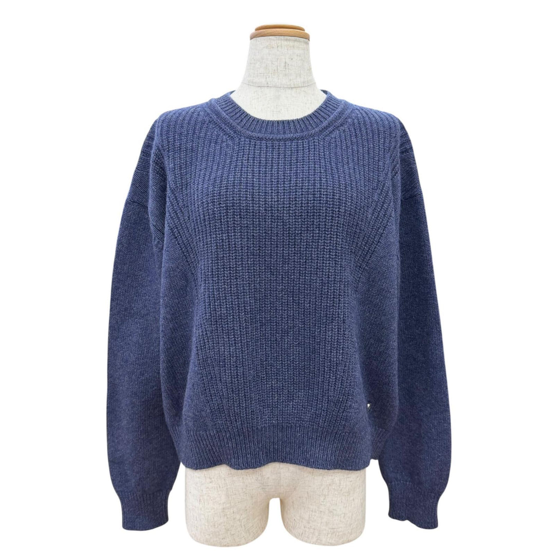 Pristine HERMES Canadian Button Rib Knit Sweater Navy cashmere 38 4H2601D1