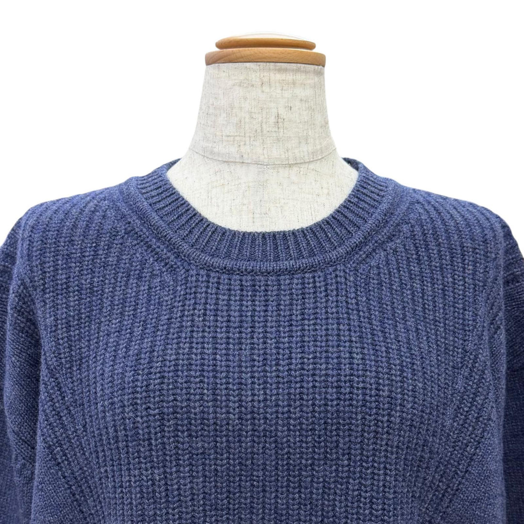 Pristine HERMES Canadian Button Rib Knit Sweater Navy cashmere 38 4H2601D1