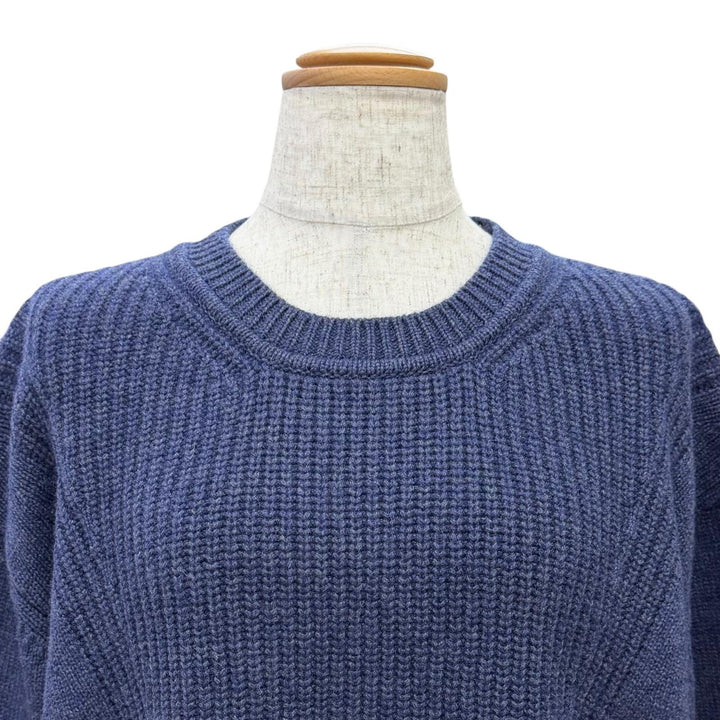 Pristine HERMES Canadian Button Rib Knit Sweater Navy cashmere 38 4H2601D1