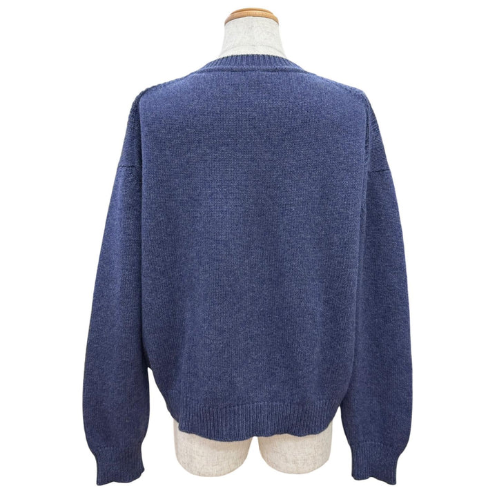 Pristine HERMES Canadian Button Rib Knit Sweater Navy cashmere 38 4H2601D1