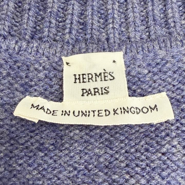 Pristine HERMES Canadian Button Rib Knit Sweater Navy cashmere 38 4H2601D1