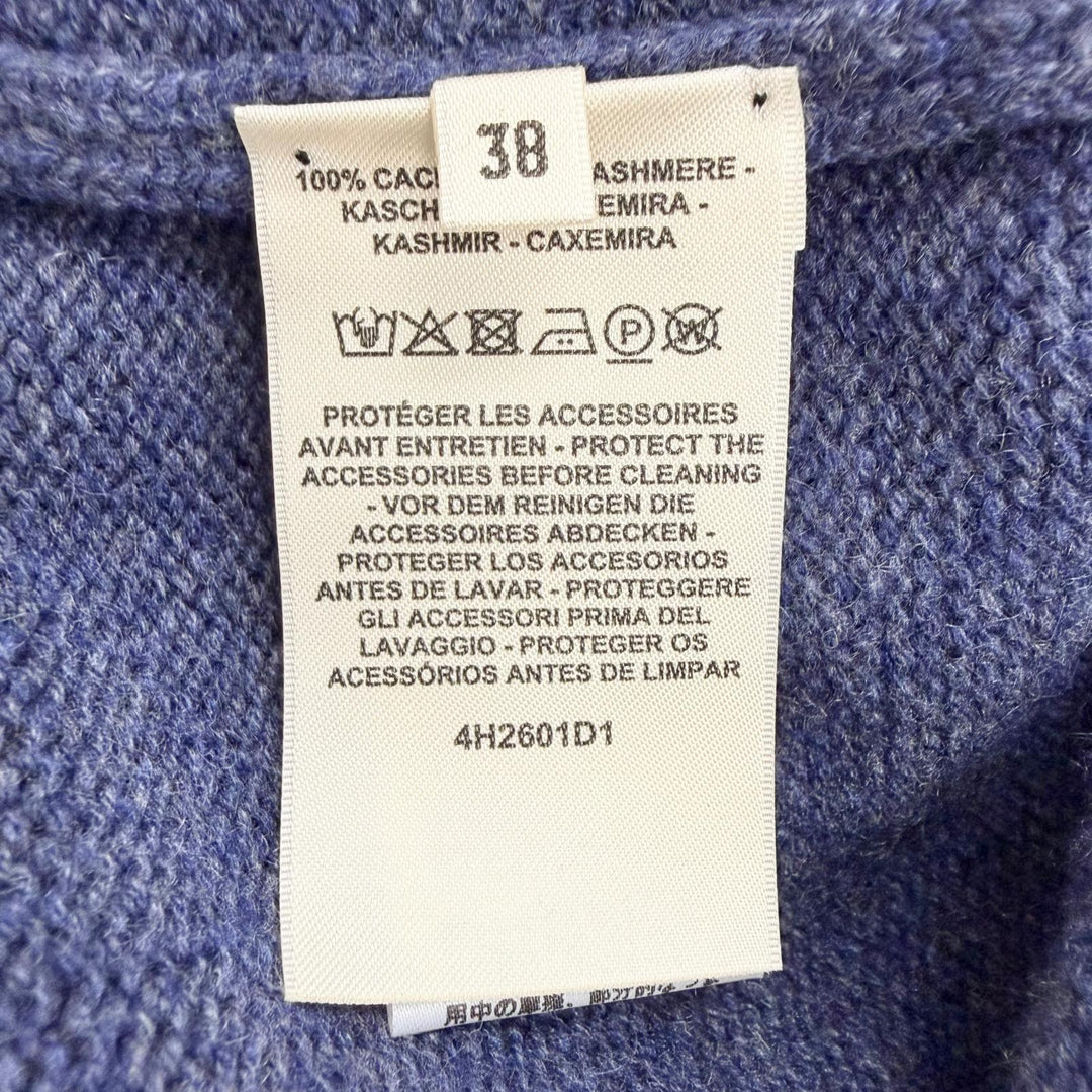 Pristine HERMES Canadian Button Rib Knit Sweater Navy cashmere 38 4H2601D1