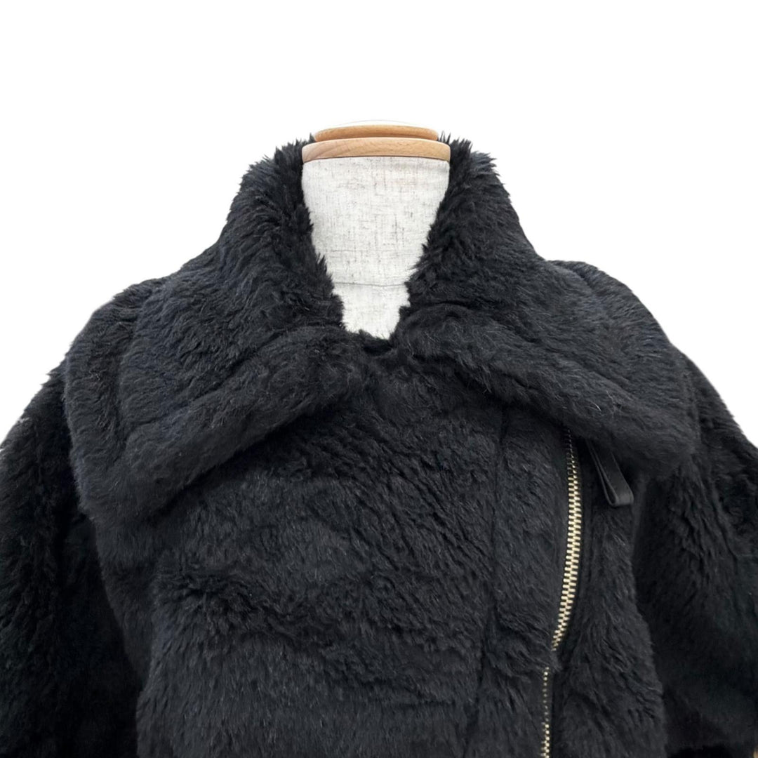 Excellent Max Mara poncho Teddy bear Zip up jacket black alpaca 23473613336