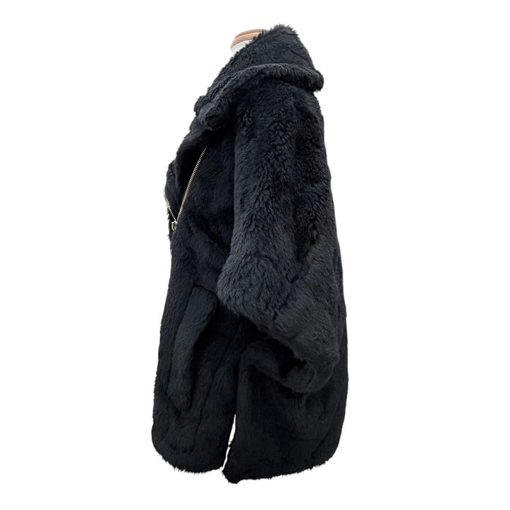Excellent Max Mara poncho Teddy bear Zip up jacket black alpaca 23473613336