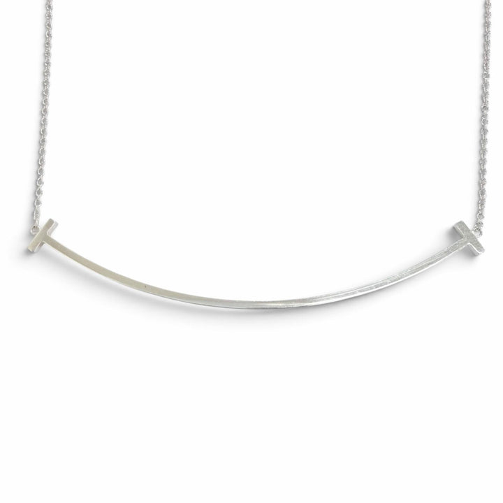 Great TIFFANY&Co. Necklace T Smile Large Pendant Silver AG925 Women