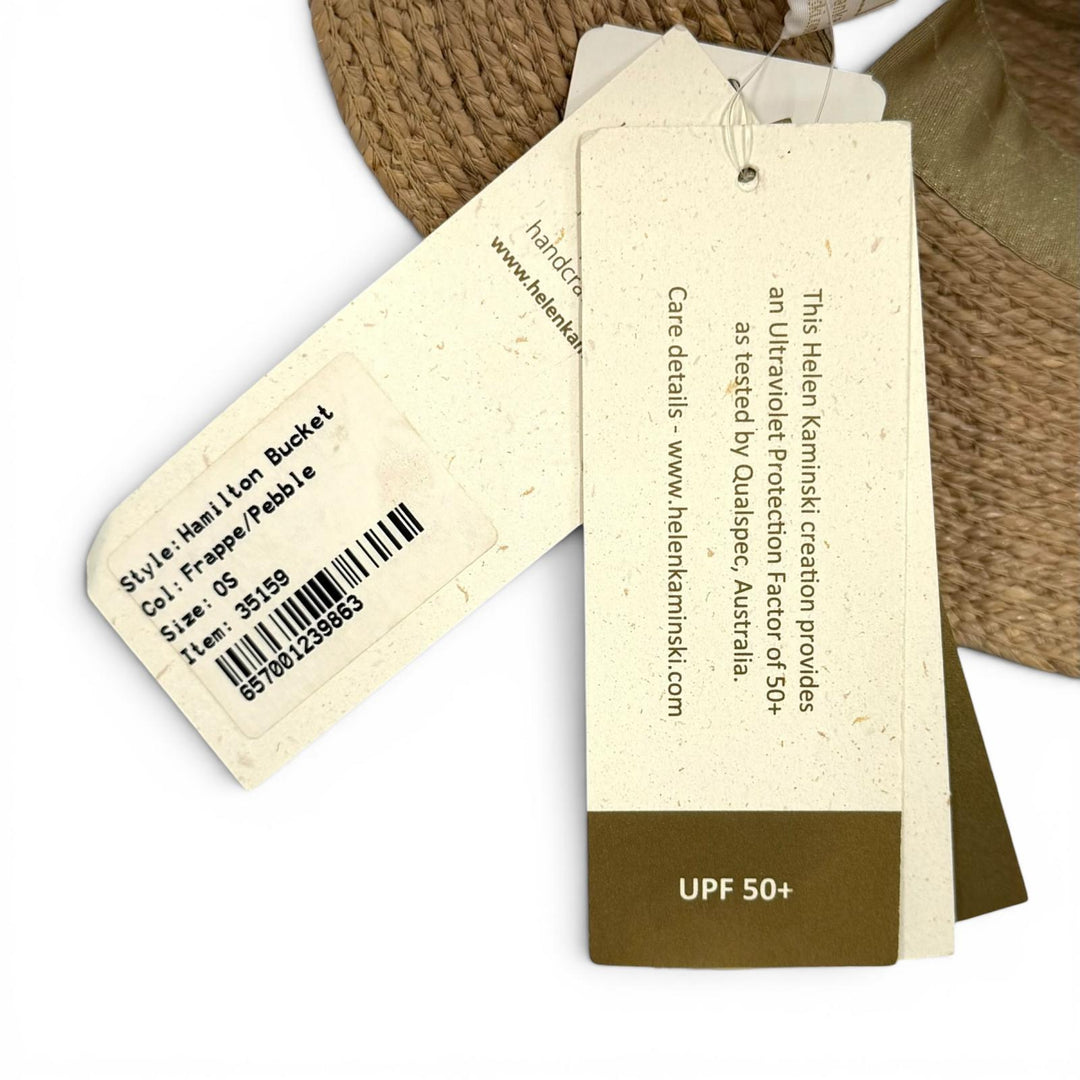 Pristine HELEN KAMINSKI hat Hamilton Bucket natural Raffia Women