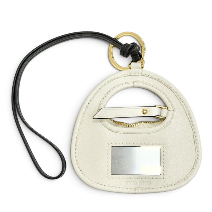 Excellent MIUMIU Bag charm Wonder Keychain Ivory leather Women 5TL3572