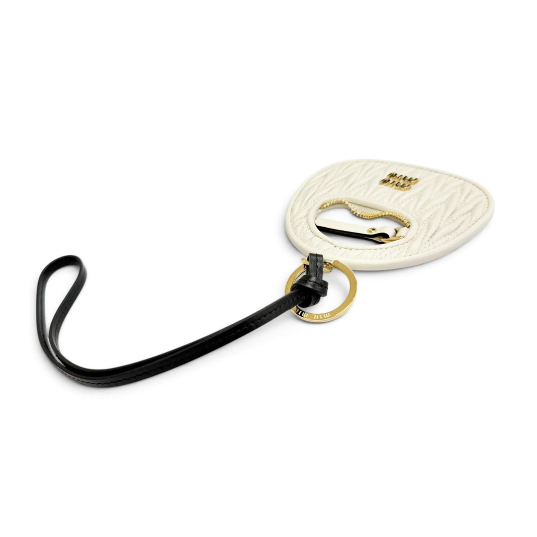 Excellent MIUMIU Bag charm Wonder Keychain Ivory leather Women 5TL3572