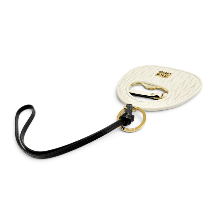 Excellent MIUMIU Bag charm Wonder Keychain Ivory leather Women 5TL3572